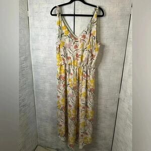 June & Hudson floral yellow jumpsuit romper tie shoulders feminine coquette